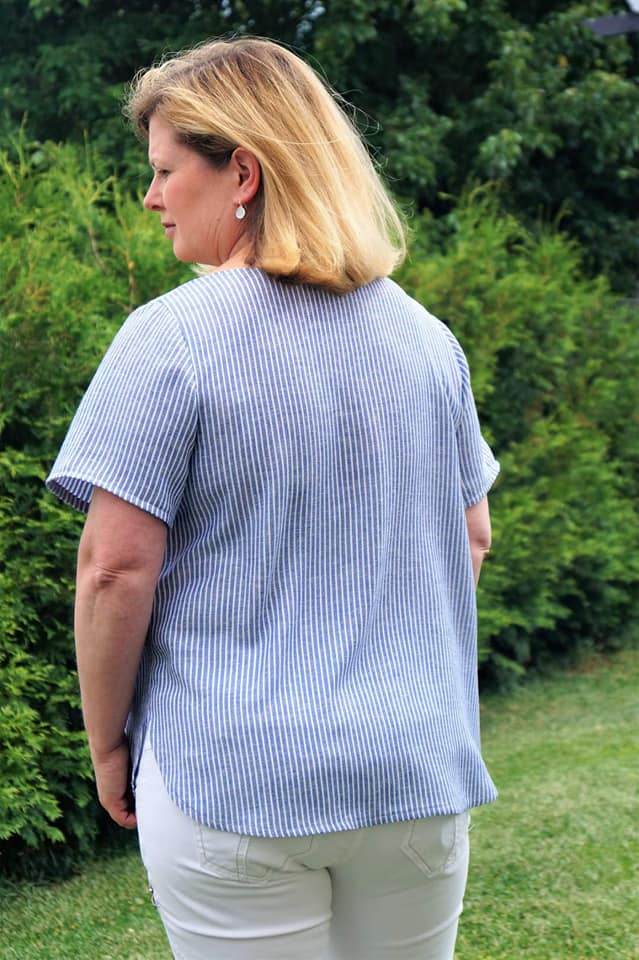 Schnittmuster Bluse mit Ärmelrüsche AREIA (34-58) : - Sewando