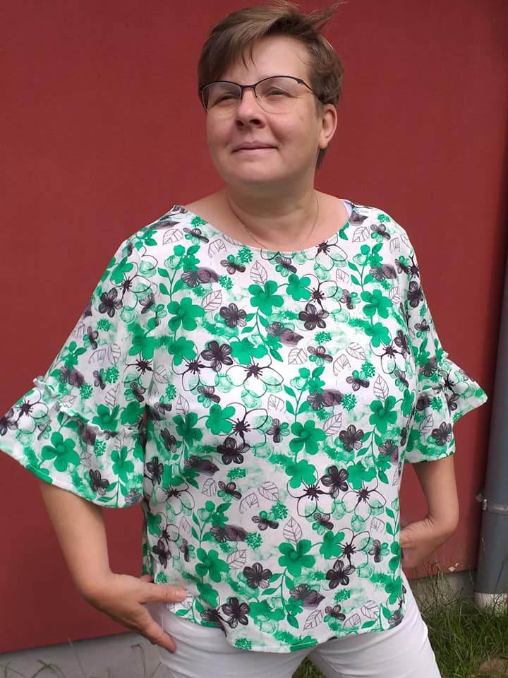 Schnittmuster Bluse mit Ärmelrüsche AREIA (34-58) : - Sewando