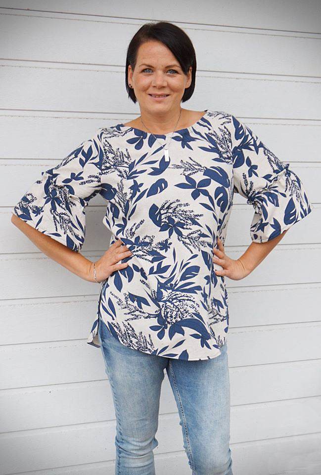 Schnittmuster Bluse mit Ärmelrüsche AREIA (34-58) : - Sewando