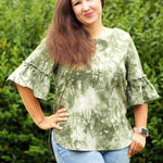 Schnittmuster Bluse mit Ärmelrüsche AREIA (34-58) : - Sewando