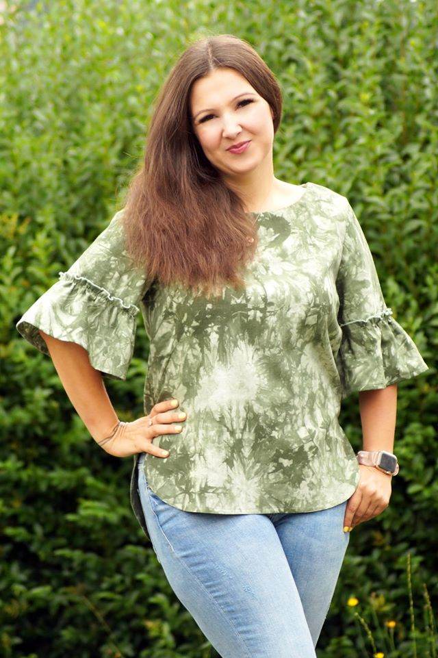 Schnittmuster Bluse mit Ärmelrüsche AREIA (34-58) : - Sewando