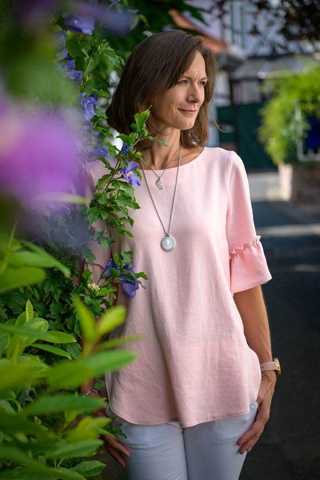 Schnittmuster Bluse mit Ärmelrüsche AREIA (34-58) : - Sewando