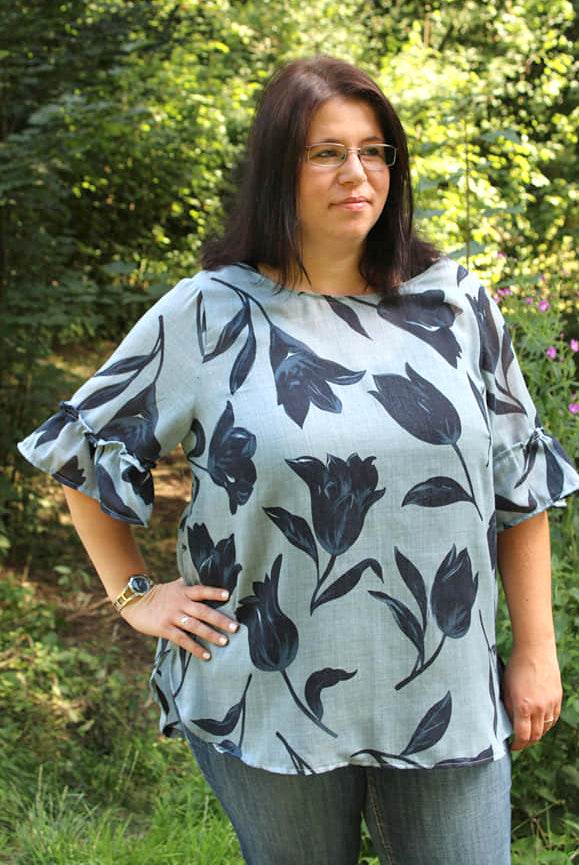 Schnittmuster Bluse mit Ärmelrüsche AREIA (34-58) : - Sewando