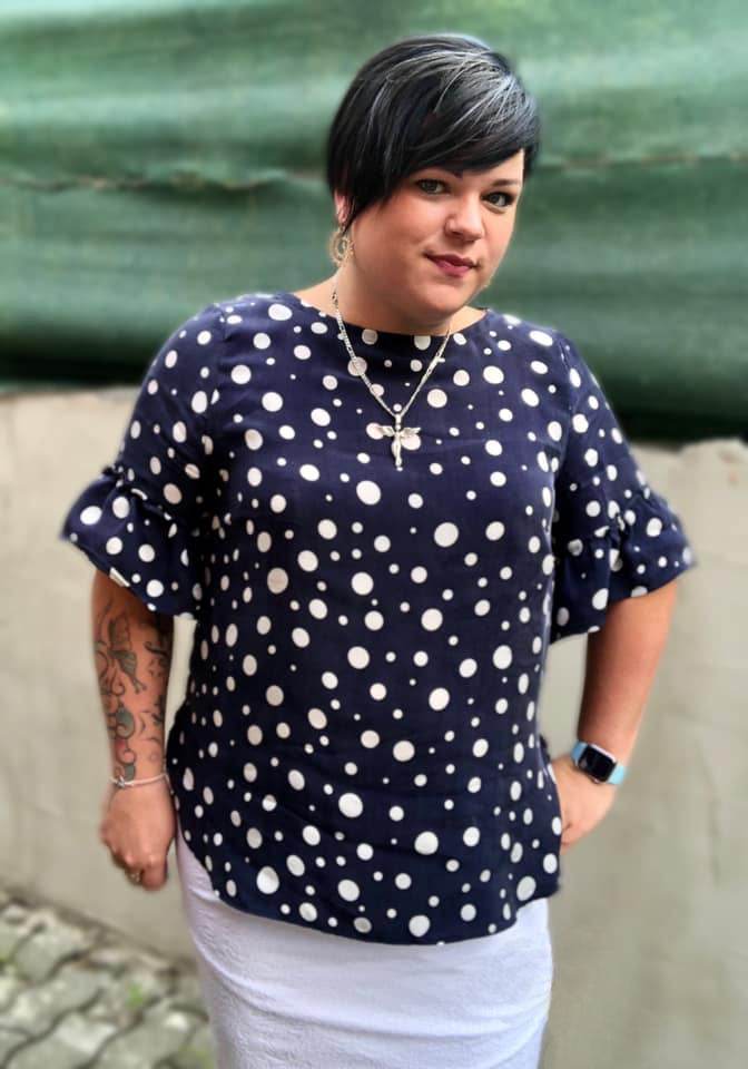 Schnittmuster Bluse mit Ärmelrüsche AREIA (34-58) : - Sewando