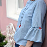 Schnittmuster Bluse mit Ärmelrüsche AREIA (34-58) : - Sewando