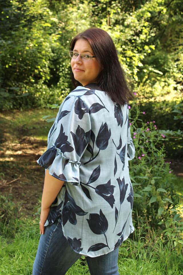 Schnittmuster Bluse mit Ärmelrüsche AREIA (34-58) : - Sewando