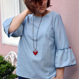 Schnittmuster Bluse mit Ärmelrüsche AREIA (34-58) : - Sewando
