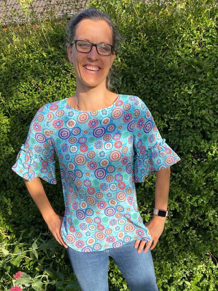 Schnittmuster Bluse mit Ärmelrüsche AREIA (34-58) : - Sewando