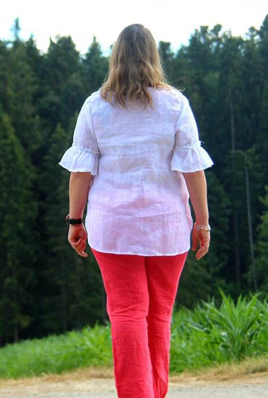 Schnittmuster Bluse mit Ärmelrüsche AREIA (34-58) : - Sewando