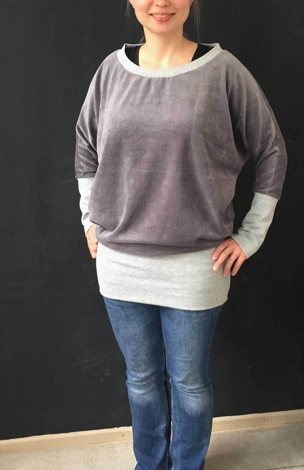 Schnittmuster Kleid, Shirt mit Fledermausärmeln GULA (34-52) : - Sewando