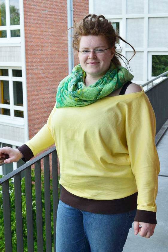 Schnittmuster Kleid, Shirt mit Fledermausärmeln GULA (34-52) : - Sewando