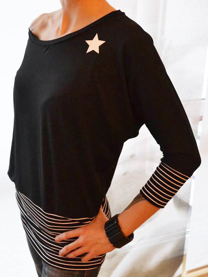Schnittmuster Kleid, Shirt mit Fledermausärmeln GULA (34-52) : - Sewando