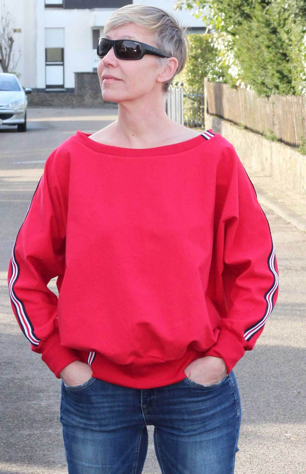 Schnittmuster Kleid, Shirt mit Fledermausärmeln GULA (34-52) : - Sewando