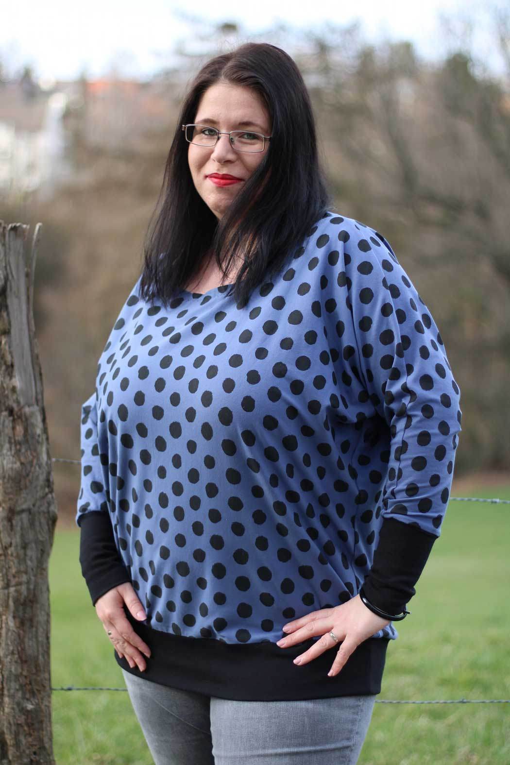 Schnittmuster Kleid, Shirt mit Fledermausärmeln GULA (34-52) : - Sewando