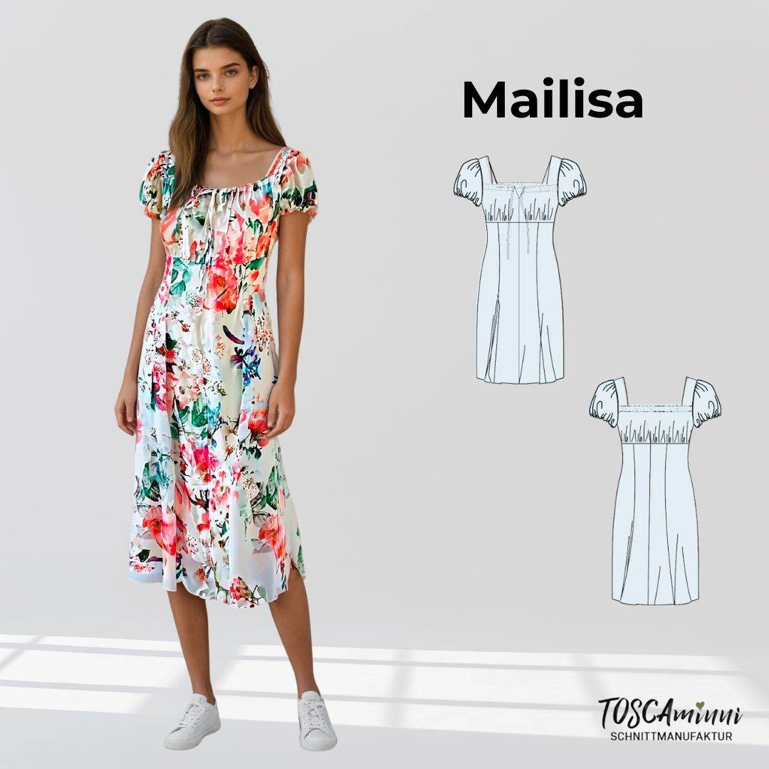 Schnittmuster Damen Kleid Mailisa Gr. 34-54 - A4-/Großformat-Datei - Sewando