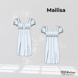 Schnittmuster Damen Kleid Mailisa Gr. 34-54 - A4-/Großformat-Datei - Sewando