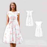 Schnittmuster Damen Kleid Monika Gr. 34-54 A4-/Großformat-Datei - Sewando