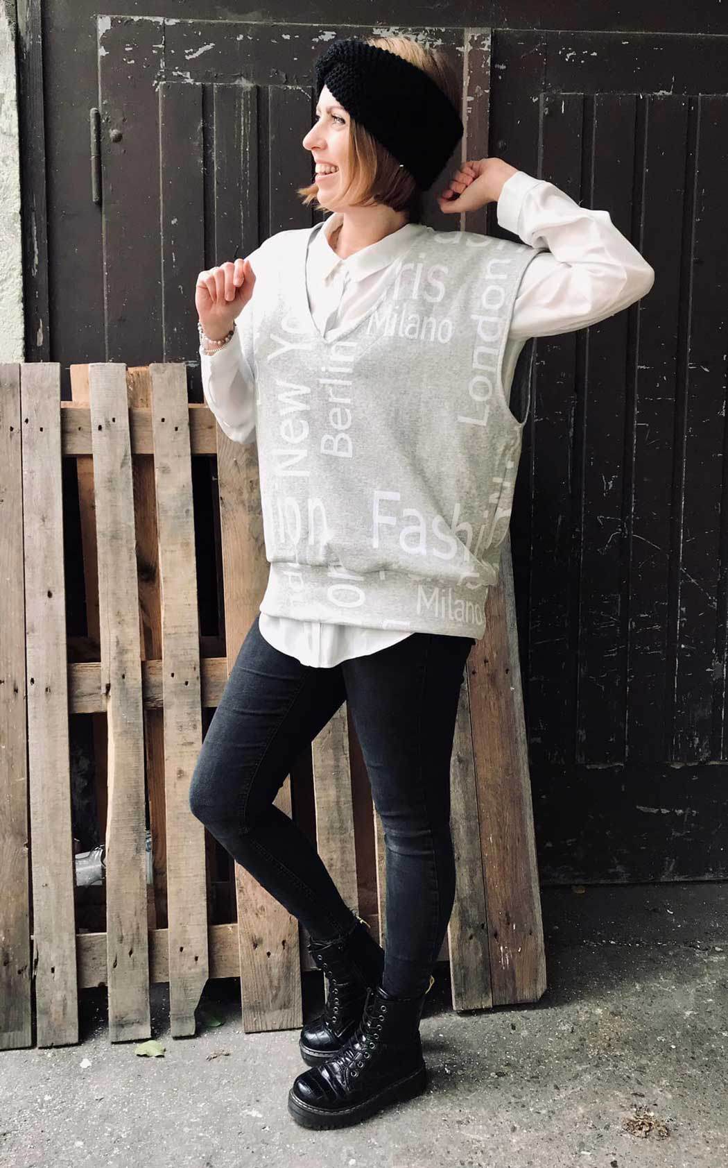 Schnittmuster Oversize Pullunder, Weste BRUNA (34-60) : - Sewando