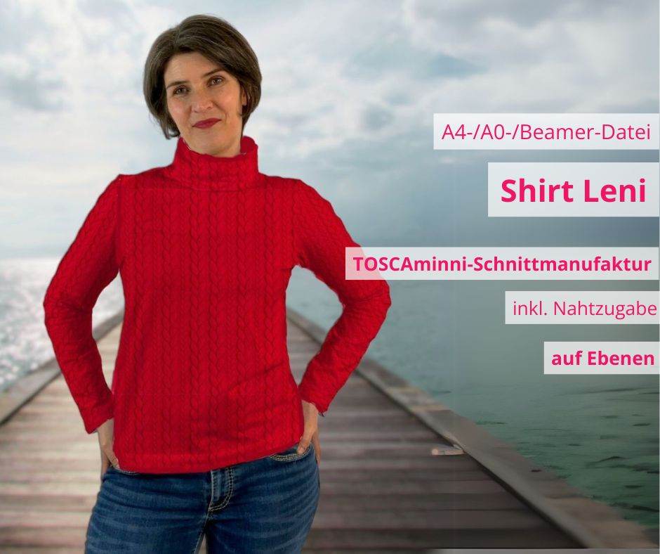 Schnittmuster Shirt Leni Gr. 34-54 für Nähanfänger - Sewando