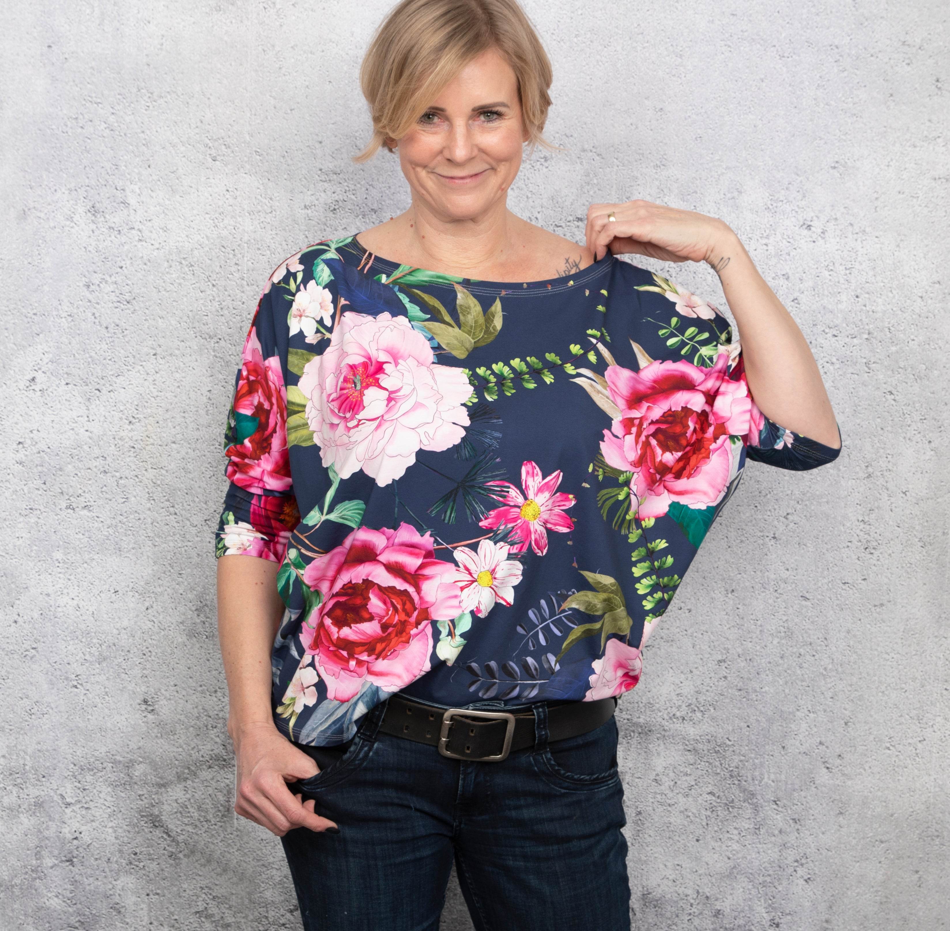 Schnittmuster Kleid, Shirt mit Fledermausärmeln GULA (34-52) : - Sewando