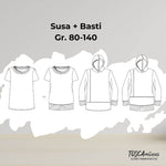 Schnittmuster Shirt Susa + Basti Gr. 80-140 | Kinderhoodie - Sewando