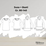 Schnittmuster Shirt Susa + Basti Gr. 80-140 | Kinderhoodie - Sewando