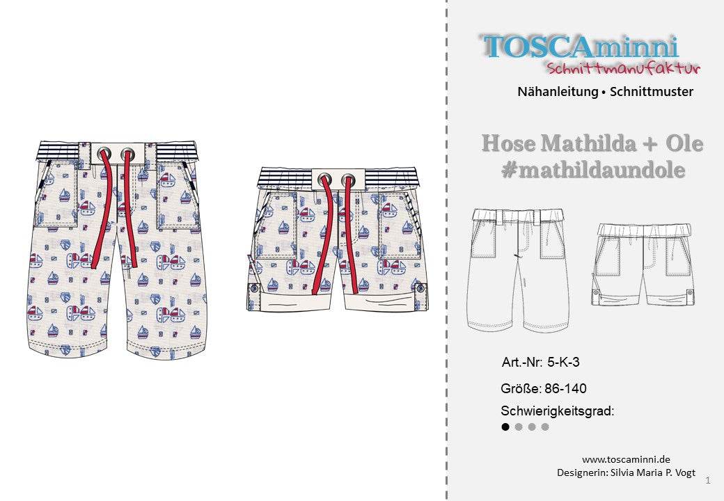 Schnittmuster Kurze Hose Ole + Matilda Gr. 86-140 - Sewando