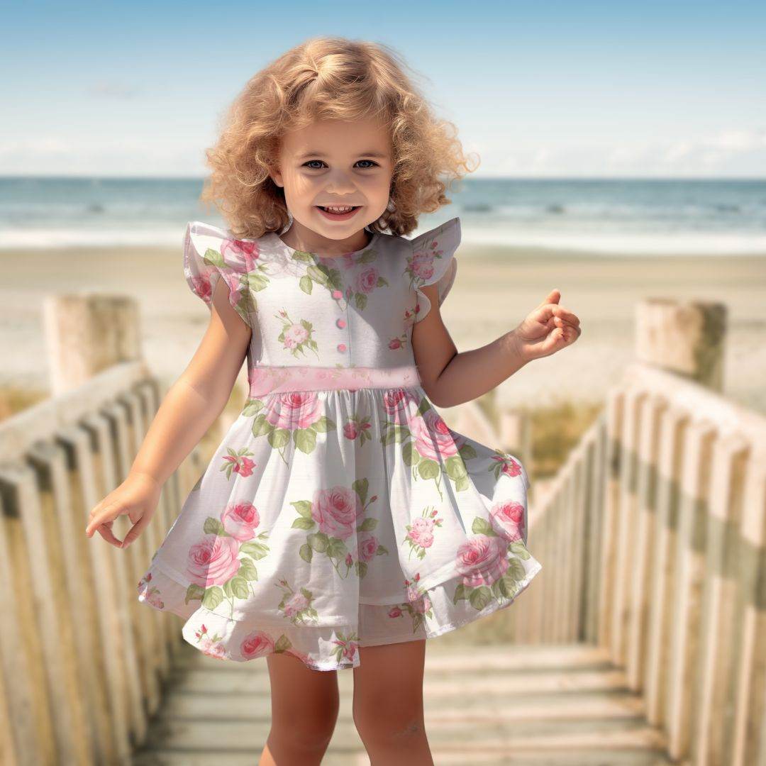 Schnittmuster Kinder Kleid Moni | kurzarm | Flügelärmel | - Sewando