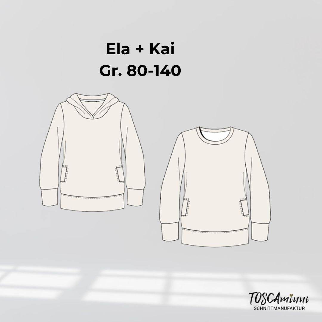Schnittmuster Kinder Hoodie Ela+Kai Gr. 80-140 - Sewando