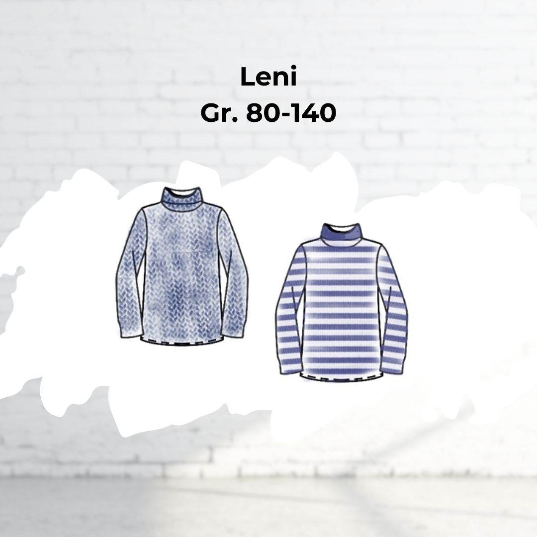 Schnittmuster Kinder Shirt Rollkragen Leni Gr. 80-140 - Sewando
