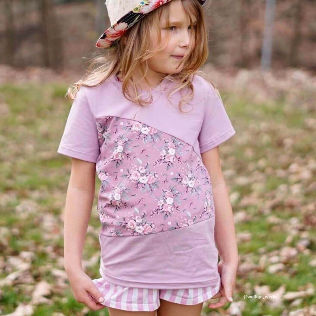 Schnittmuster Kinder-T-Shirt mit Unterteilungen | Gr. 86 - 128 - Sewando