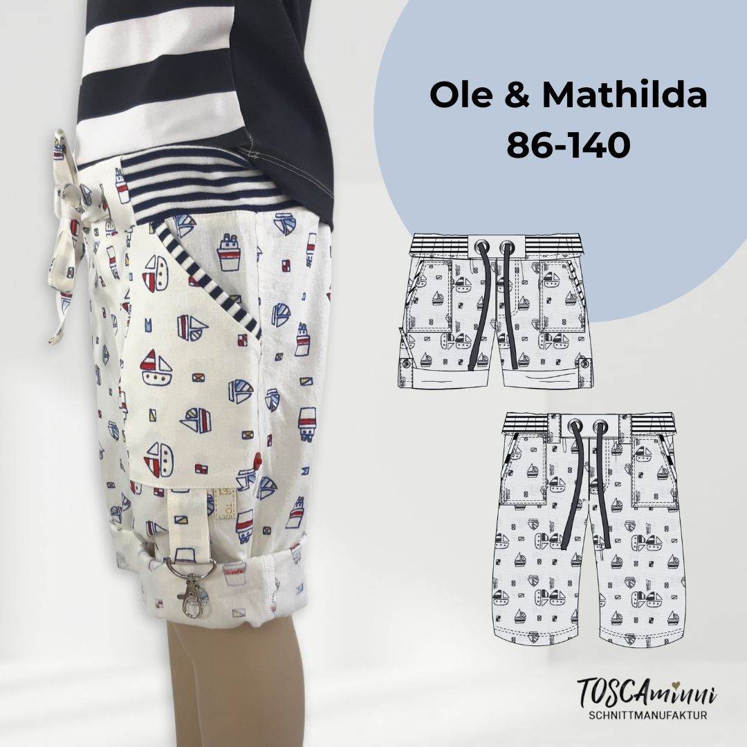 Schnittmuster Kurze Hose Ole + Matilda Gr. 86-140 - Sewando