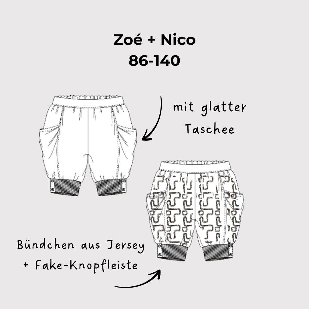 Schnittmuster Kinderhose Zoe+Nico Gr. 86-140 unisex - Sewando
