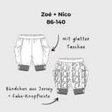 Schnittmuster Kinderhose Zoe+Nico Gr. 86-140 unisex - Sewando