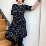 Schnittmuster Kleid mit ausgestelltem Rockteil PETROLINA (32-56) : - Sewando