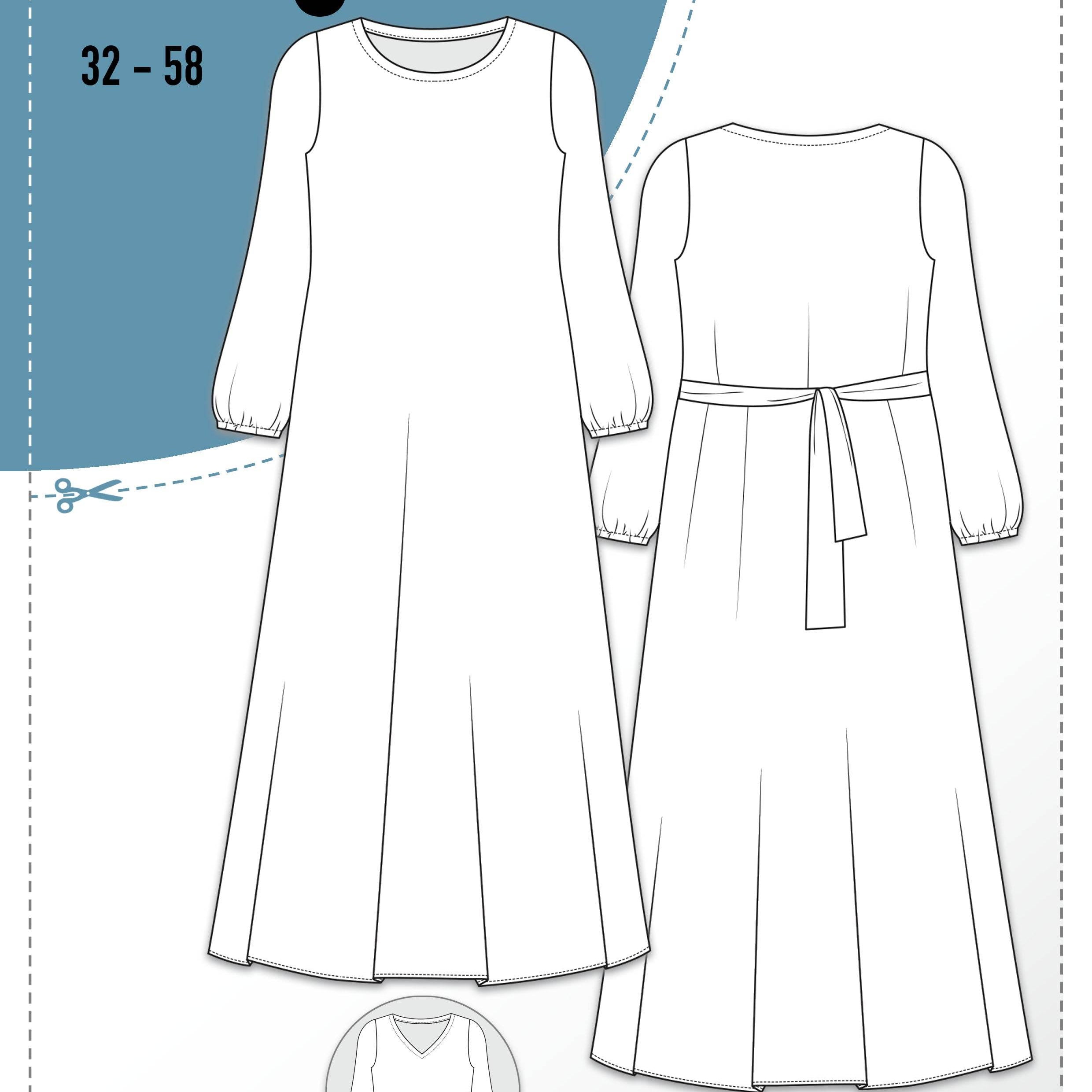 Schnittmuster Viskose Kleid mit Schleife MARGARIDA (32-58) - Sewando