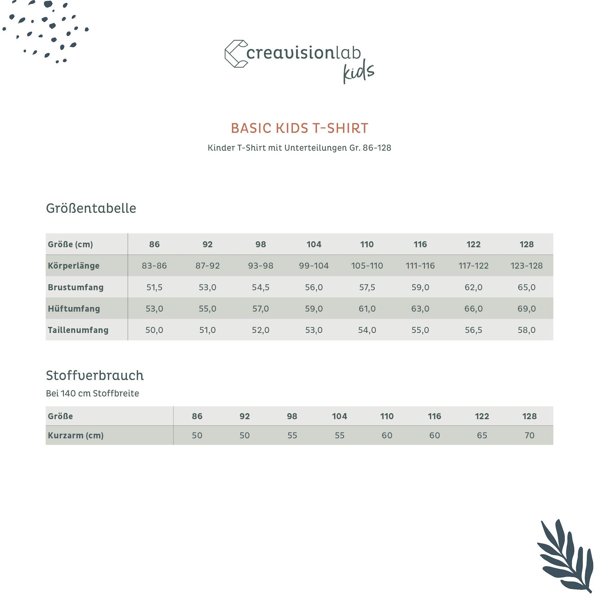 Schnittmuster Kinder-T-Shirt mit Unterteilungen | Gr. 86 - 128 - Sewando