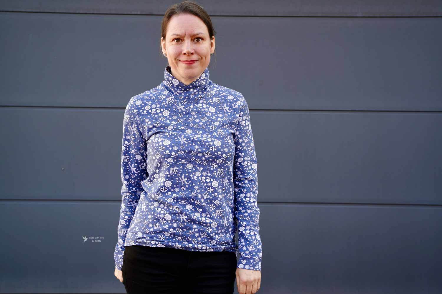 Schnittmuster Rollkragenshirt „Im Blütenkelch verborgen“ Damen Gr. 32 - 62 - Sewando