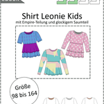 Schnittmuster Leonie Kids - Stufenshirt mit Empire-Teilung / erhöhte Taille - für Kinder Gr. 98-164 - Sewando