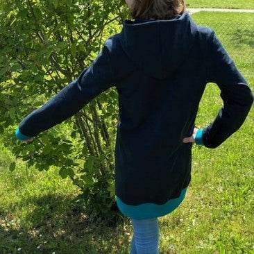 Klara - Longhoodie und Sweatkleid für Kinder - mit Kapuze/Wickelkragen Gr. 86-158 - Sewando