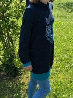 Klara - Longhoodie und Sweatkleid für Kinder - mit Kapuze/Wickelkragen Gr. 86-158 - Sewando