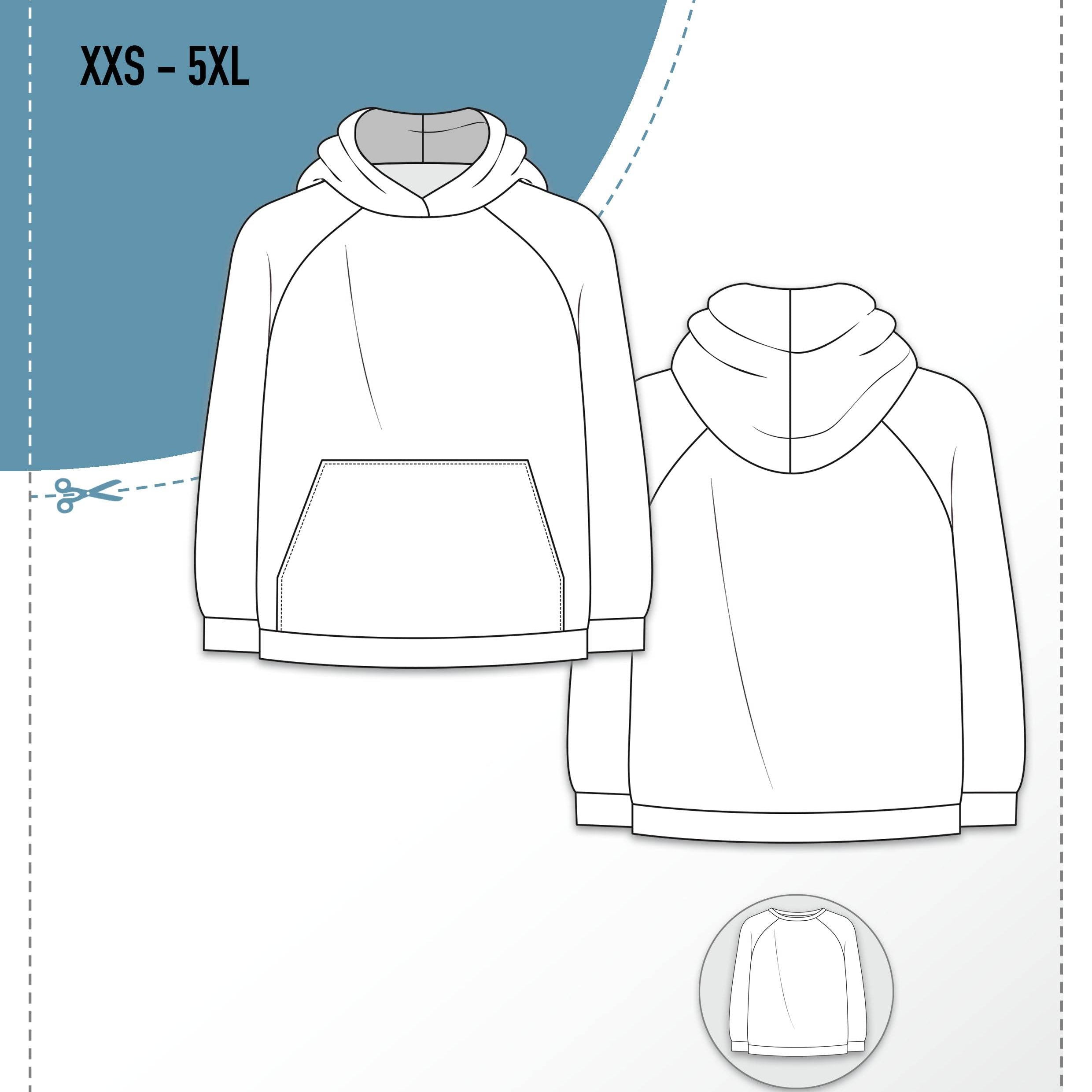 Schnittmuster Oversize Raglan Hoodie AVELA (XXS-5XL) : - Sewando