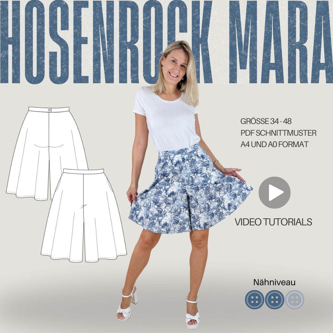 Schnittmuster Hosenrock MARA - mit nahtverdecktem Reißverschluss | Gr. 34–48 (PDF) - Sewando