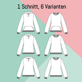 Schnittmuster Pullover & Hoodie Nafia | Damen Hoodie nähen | Größen 32–50