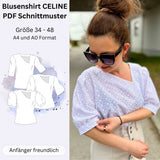 CELINE – Blusenshirt mit V-Ausschnitt & 3 Ärmeln | Schnittmuster Gr. 34–48 (PDF)