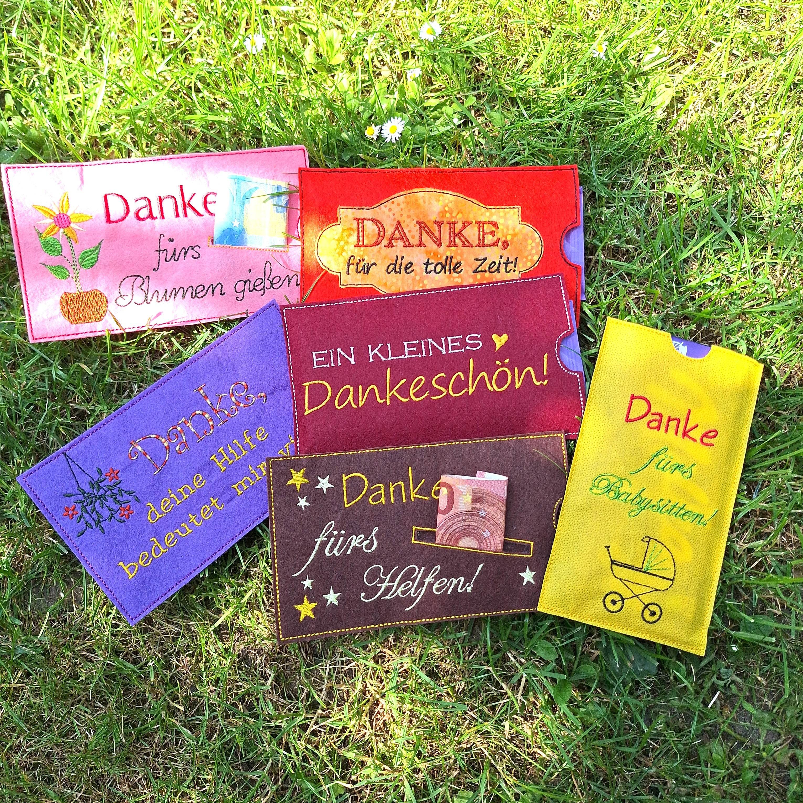 Stickdatei Schokohülle SET DANKE sagen 8 Motive - Sewando