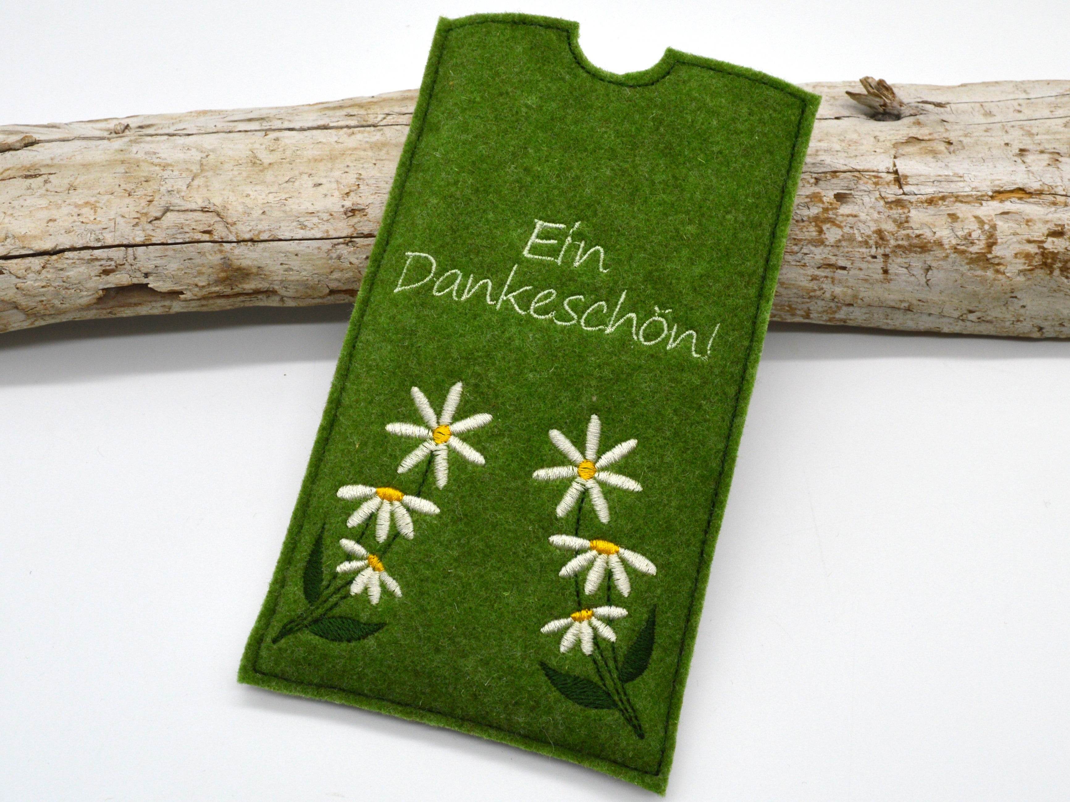 Stickdatei Schokohülle SET danke happy birthday Blumen 5 Motive - Sewando