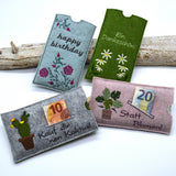 Stickdatei Schokohülle SET danke happy birthday Blumen 5 Motive - Sewando