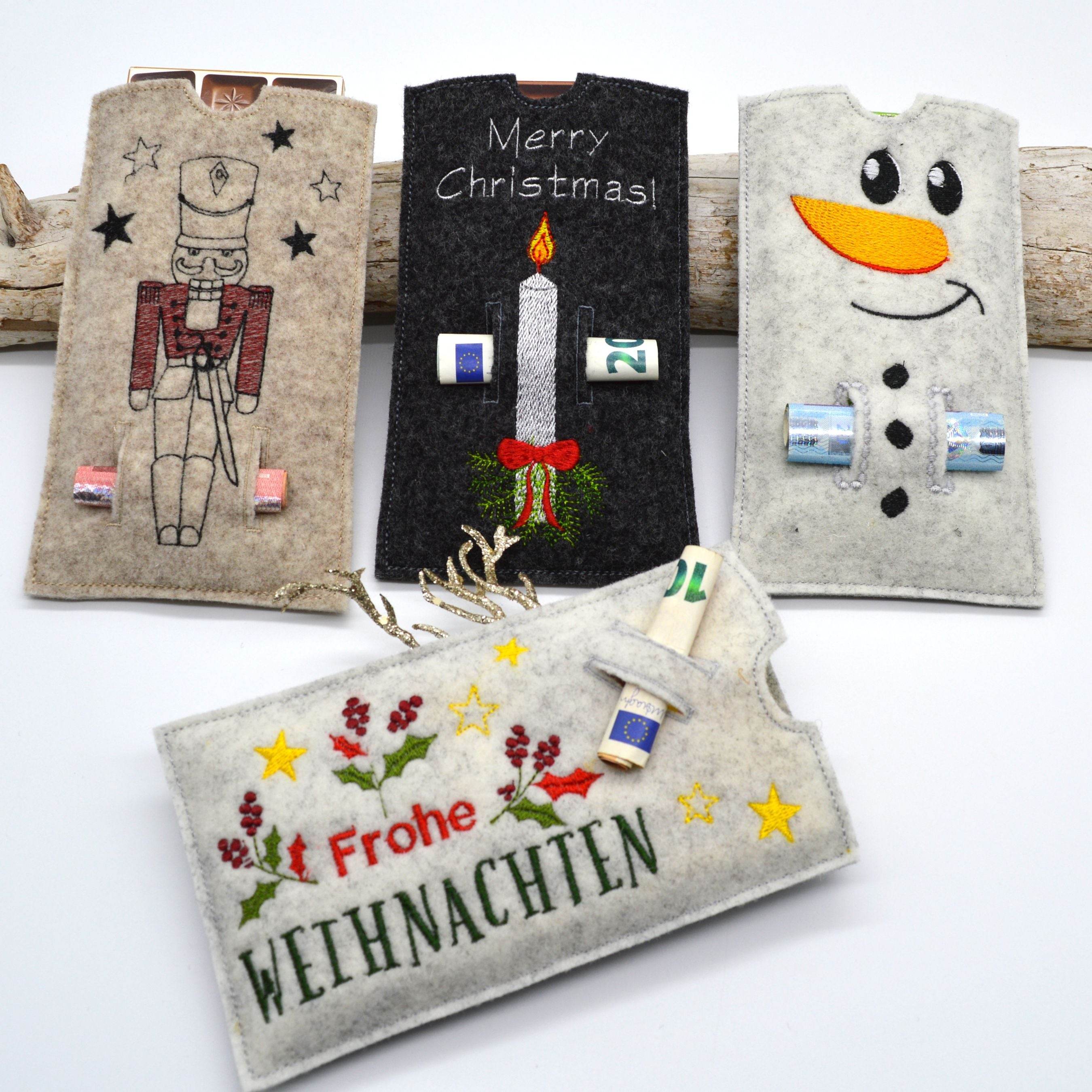 Stickdatei Schokohülle Weihnachten Geldgeschenk - Sewando