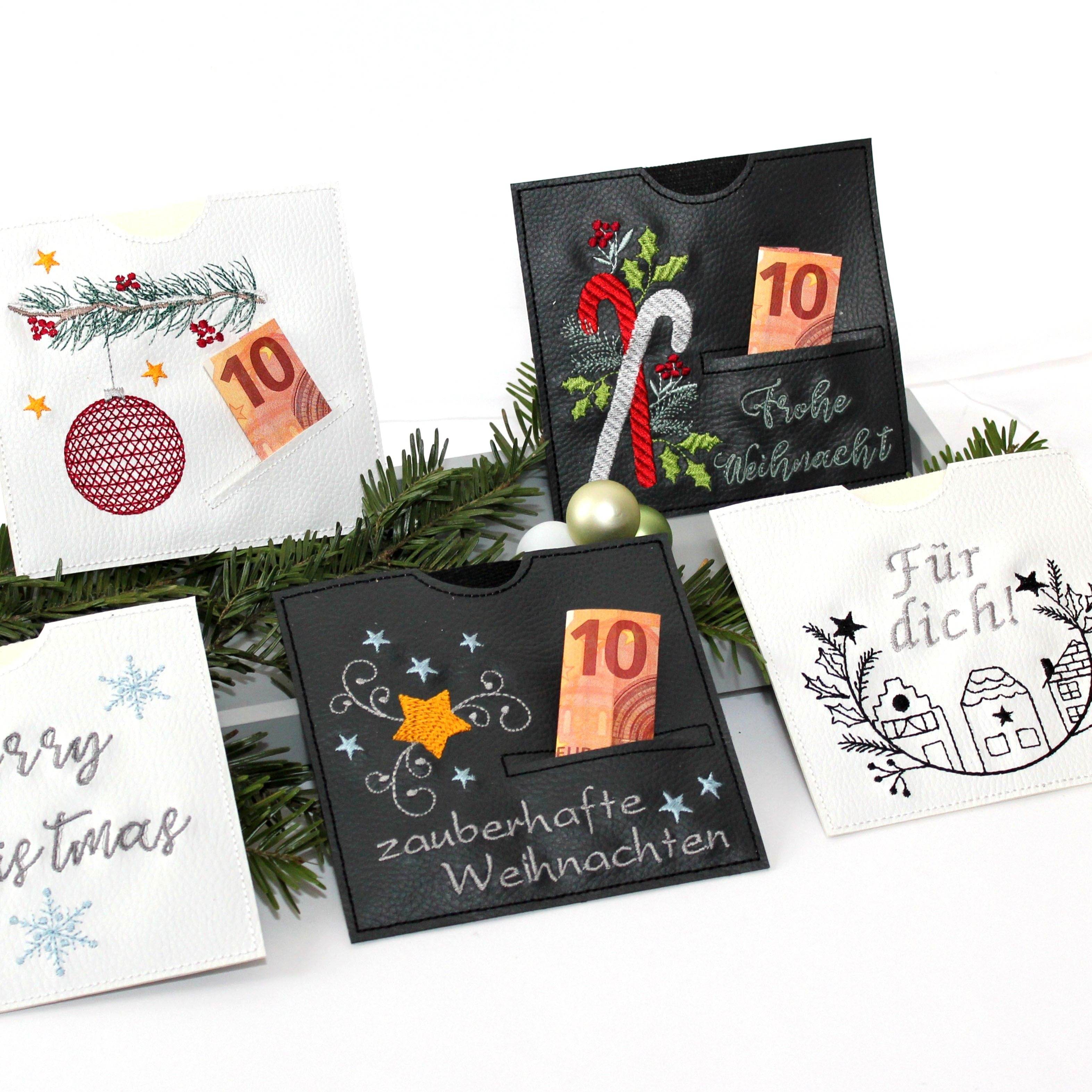Stickdatei Schokohülle SET Weihnachten quadratisch 7 Motive - Sewando